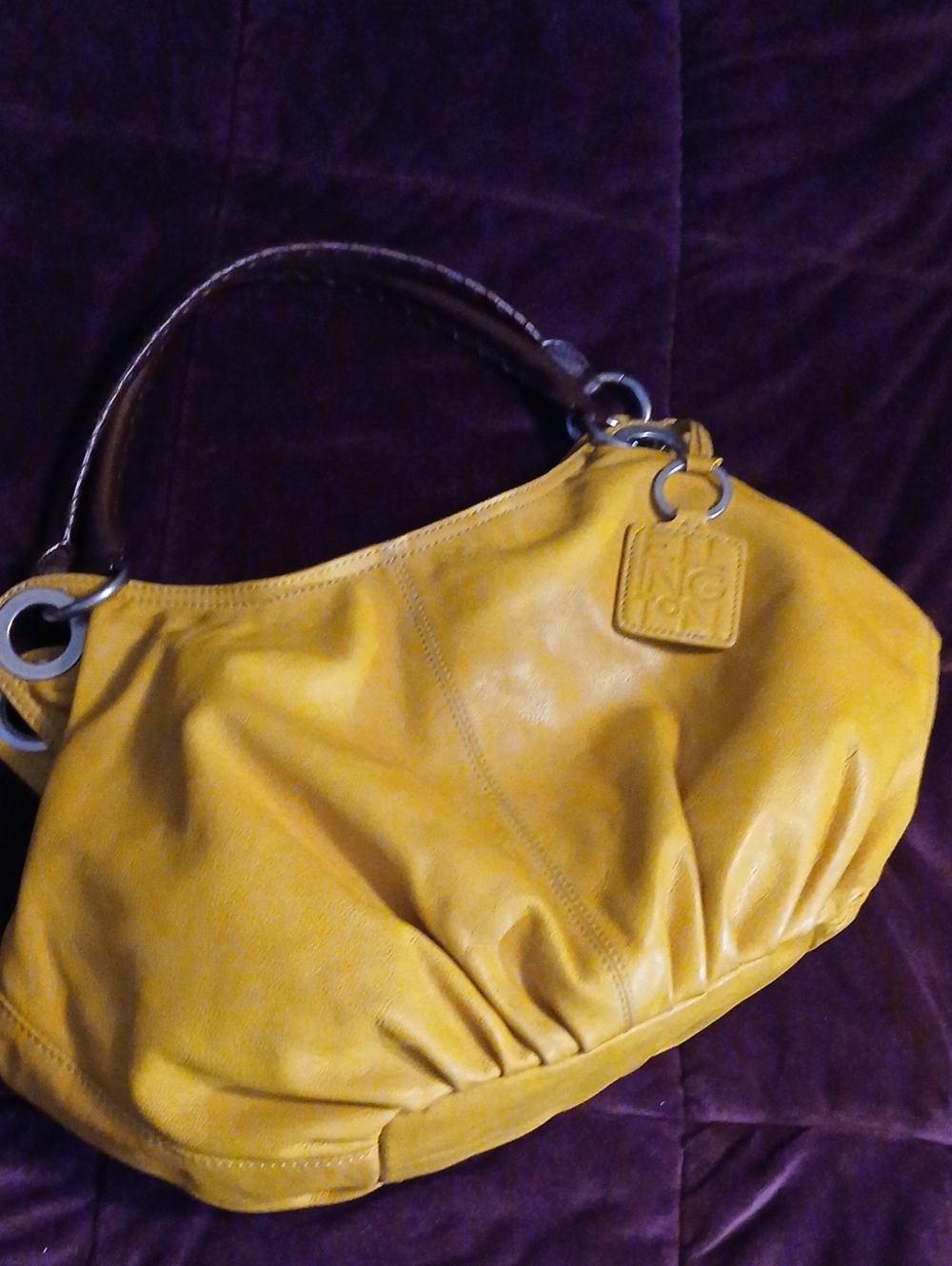 Ellington Gold Leather Hobo Handbag